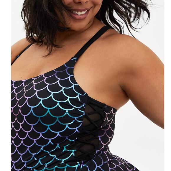 Torrid 2 (2X 18/20) Mermaid Wireless Padded Short Length Swim Dress w/Briefs New - Picture 4 of 5